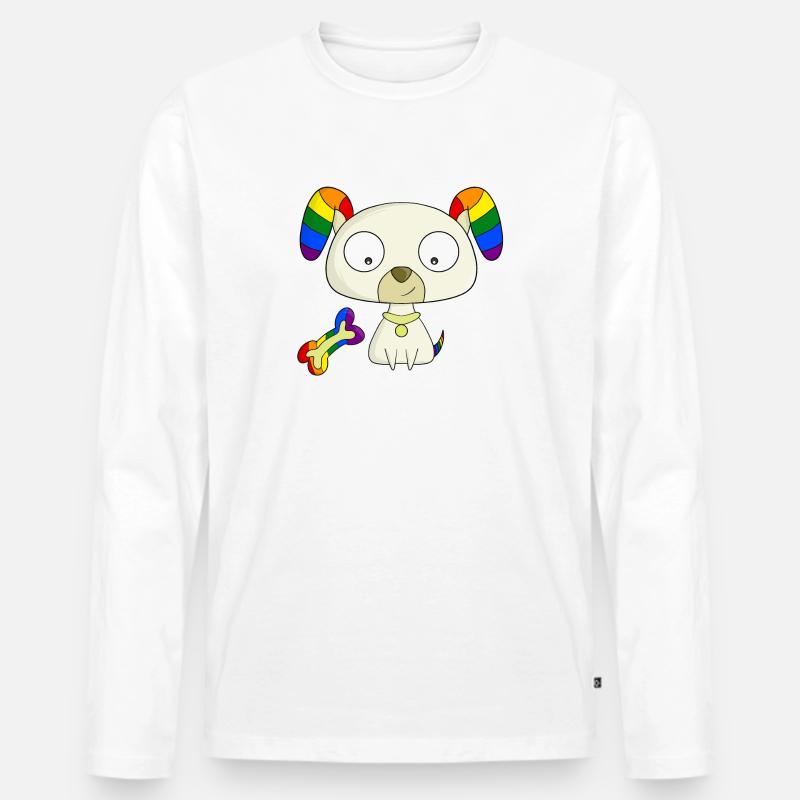Regenbogen-Welpe - Männer Premium Bio Langarmshirt - Weiß