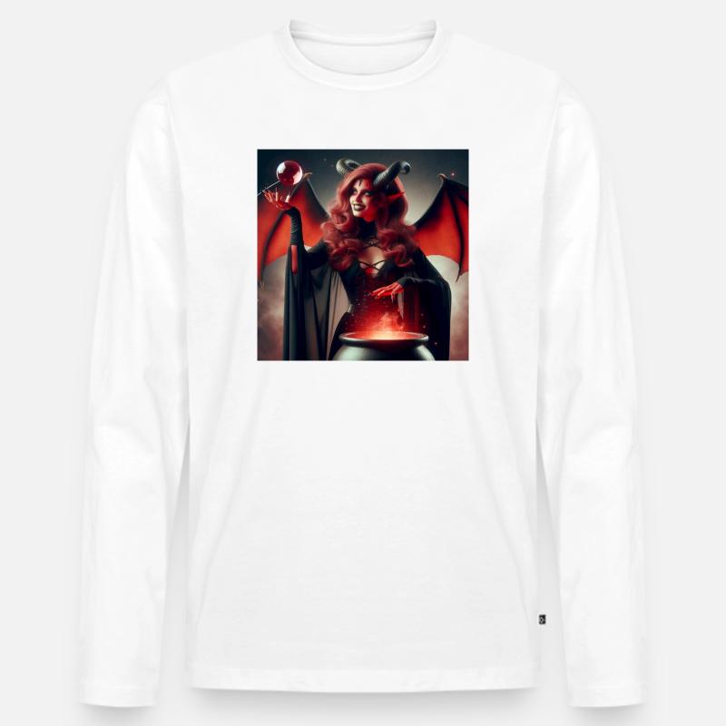 Teufelin - Männer Premium Bio Langarmshirt - Weiß