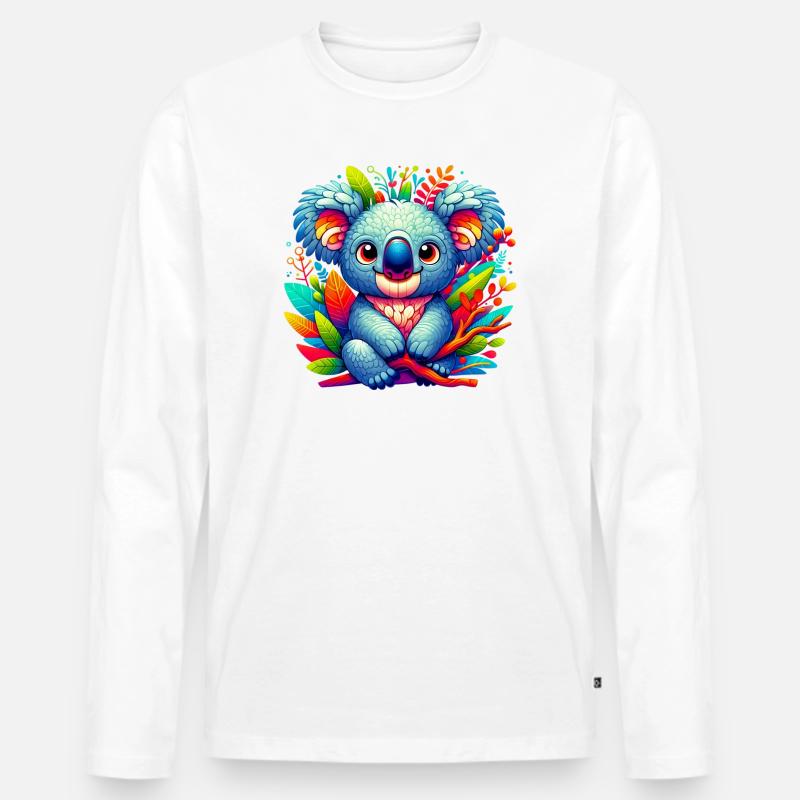 Koala - Männer Premium Bio Langarmshirt - Weiß