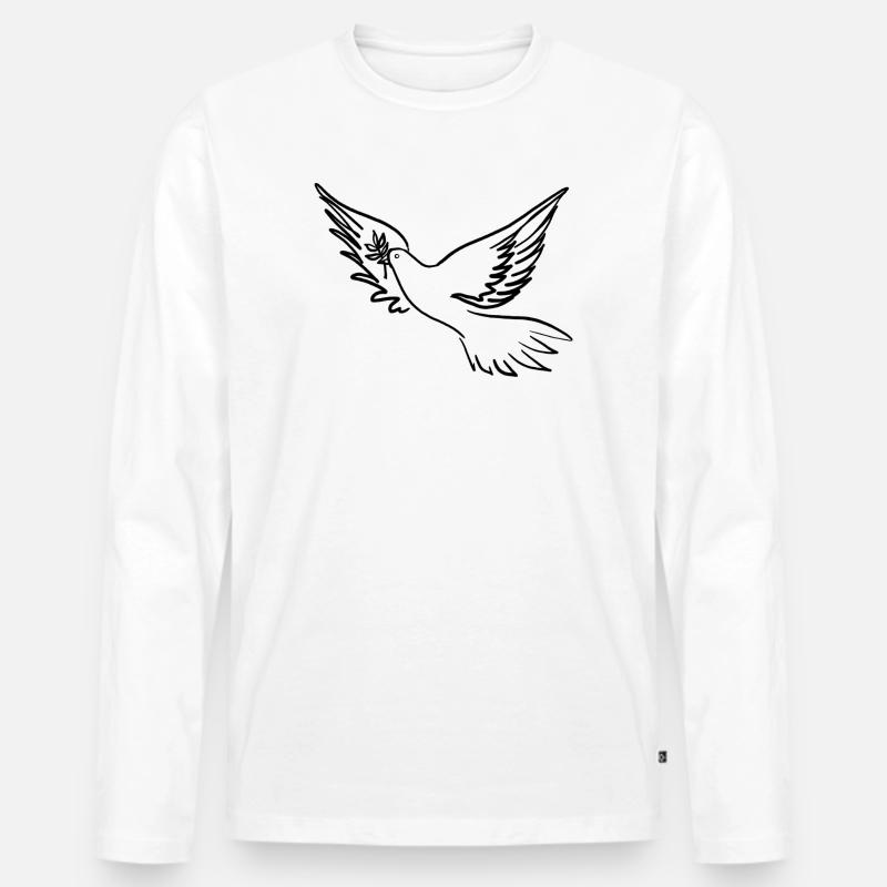 Friedenstaube / Pace / Peace - Männer Premium Bio Langarmshirt - Weiß