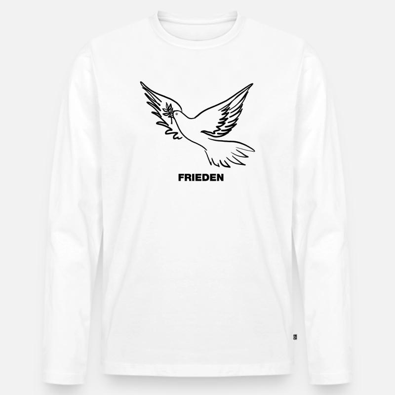 Frieden / Pace / Peace - Friedenstaube - Männer Premium Bio Langarmshirt - Weiß