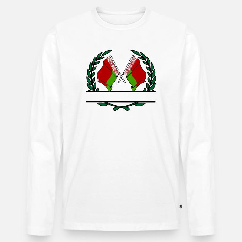 Fahnen Belarus Lorbeerkranz Banner - Männer Premium Bio Langarmshirt - Weiß