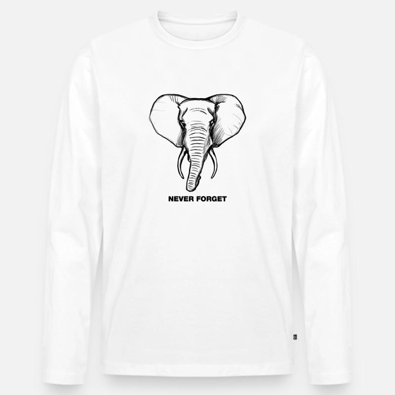 Elefant - Never forget - Männer Premium Bio Langarmshirt - Weiß