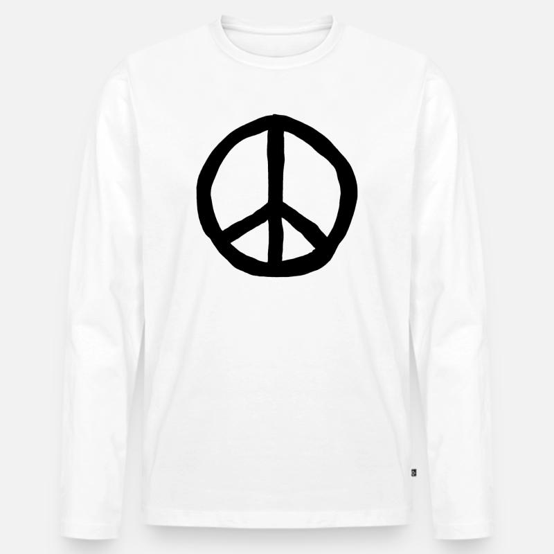 Peace-Zeichen / Simpel - Männer Premium Bio Langarmshirt - Weiß