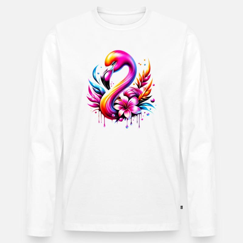 Flamingo - Männer Premium Bio Langarmshirt - Weiß