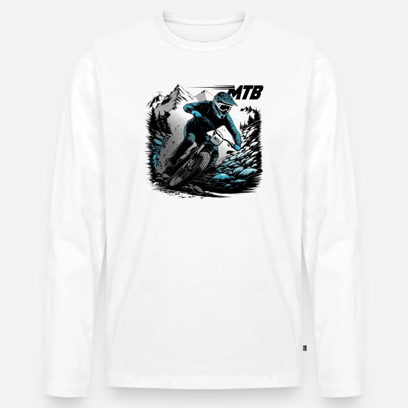 MTB Downhill - Männer Premium Bio Langarmshirt - Weiß