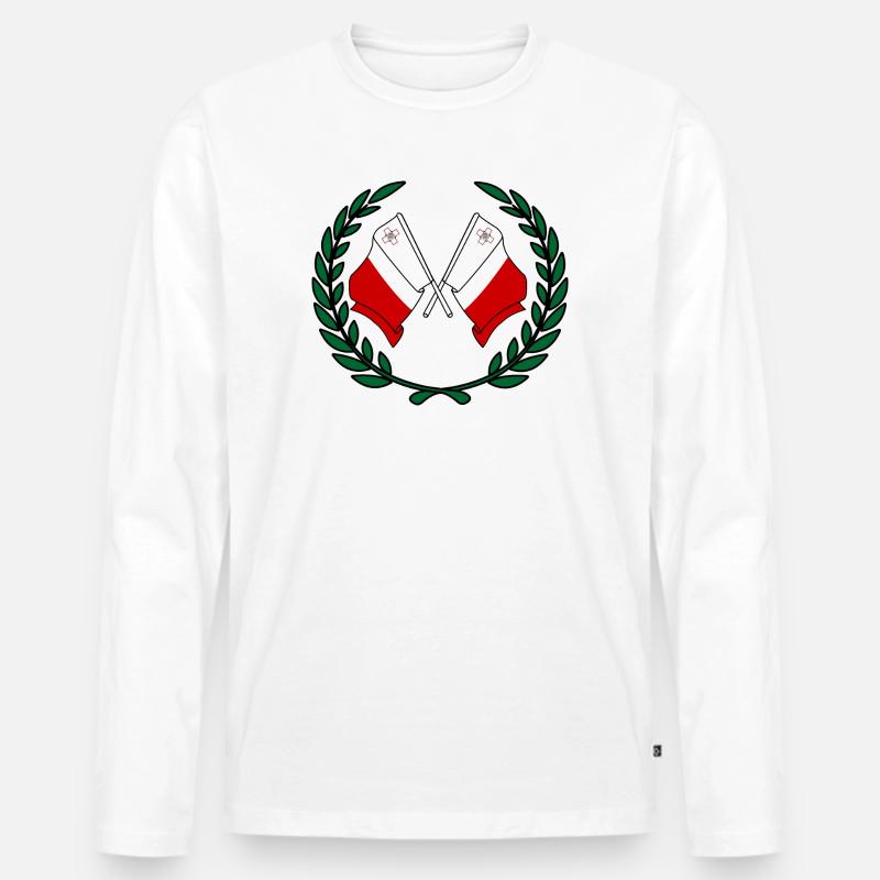 Flaggen Malta im Lorbeerkranz - Männer Premium Bio Langarmshirt - Weiß
