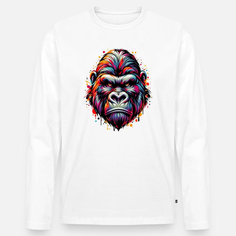 Gorilla - Männer Premium Bio Langarmshirt - Weiß