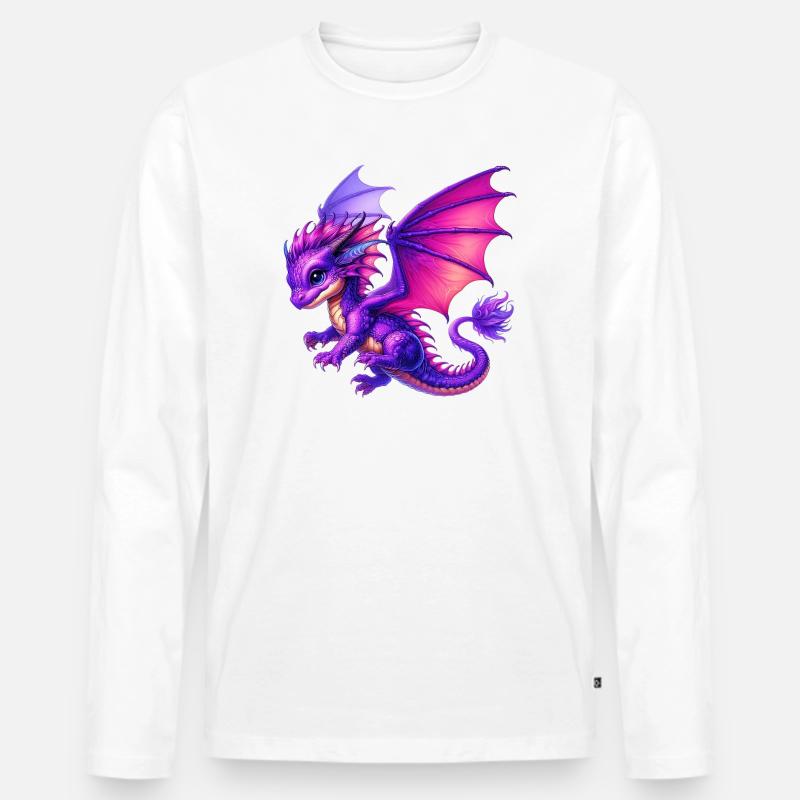 Drache - Männer Premium Bio Langarmshirt - Weiß