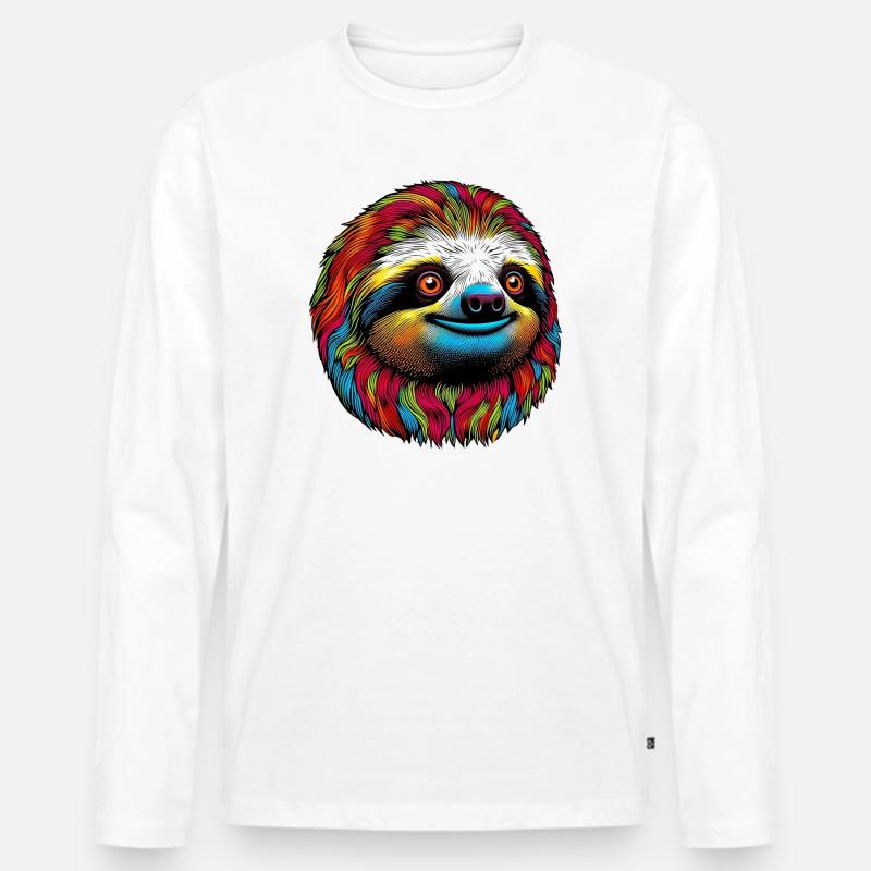 Faultier - Männer Premium Bio Langarmshirt - Weiß