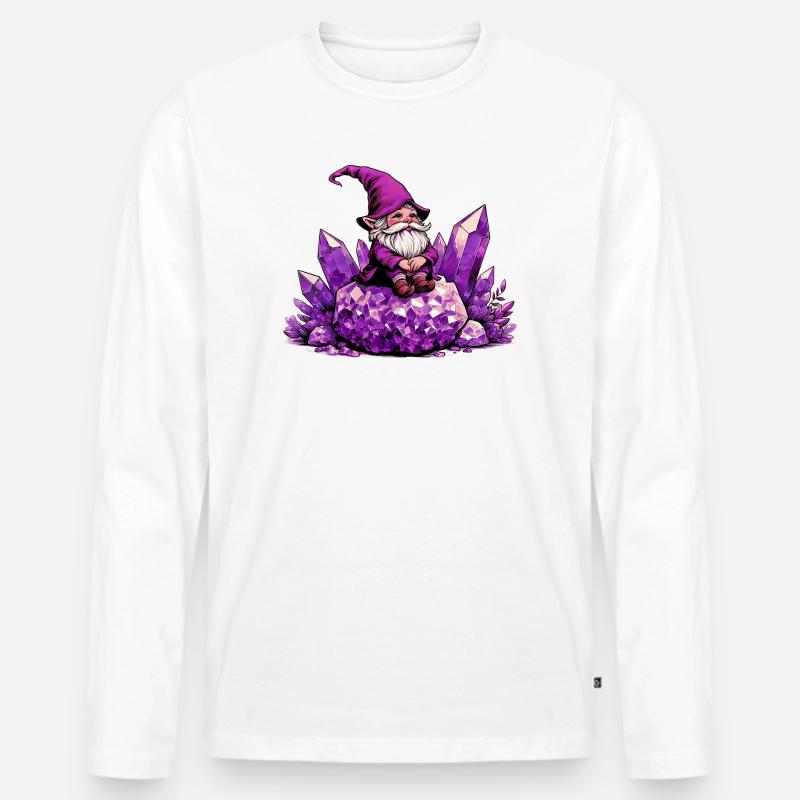 Gnom - Männer Premium Bio Langarmshirt - Weiß