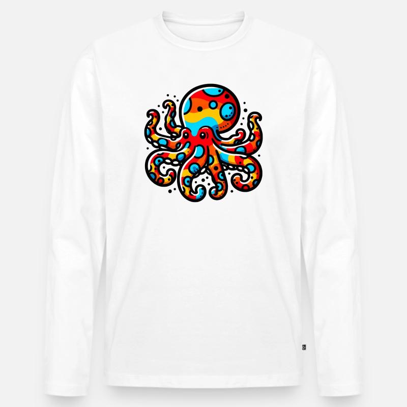Krake - Männer Premium Bio Langarmshirt - Weiß