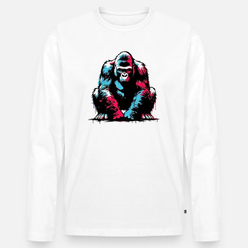 Gorilla - Männer Premium Bio Langarmshirt - Weiß