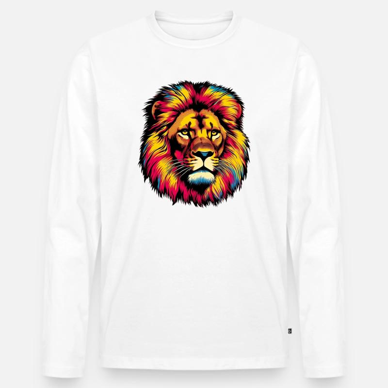Löwe - Männer Premium Bio Langarmshirt - Weiß