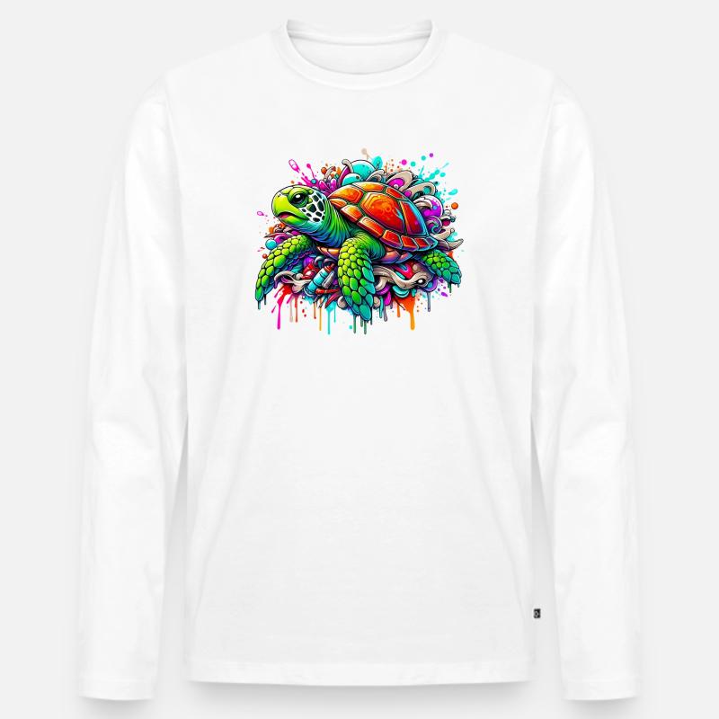 Schildkröte - Männer Premium Bio Langarmshirt - Weiß