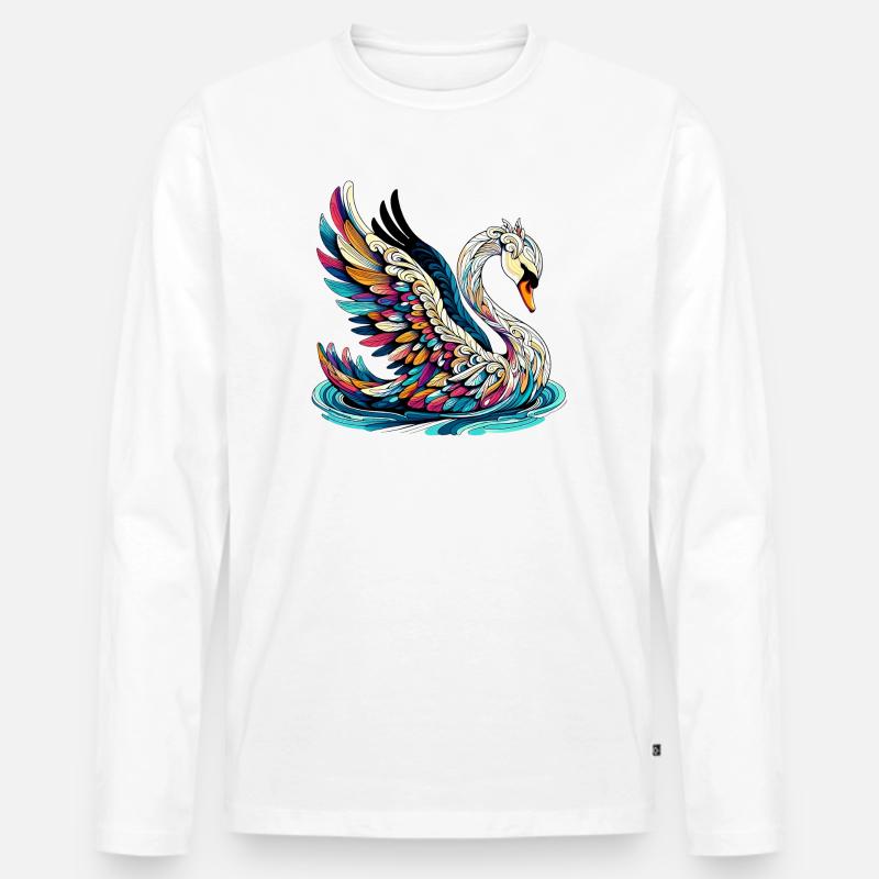 Schwan - Männer Premium Bio Langarmshirt - Weiß