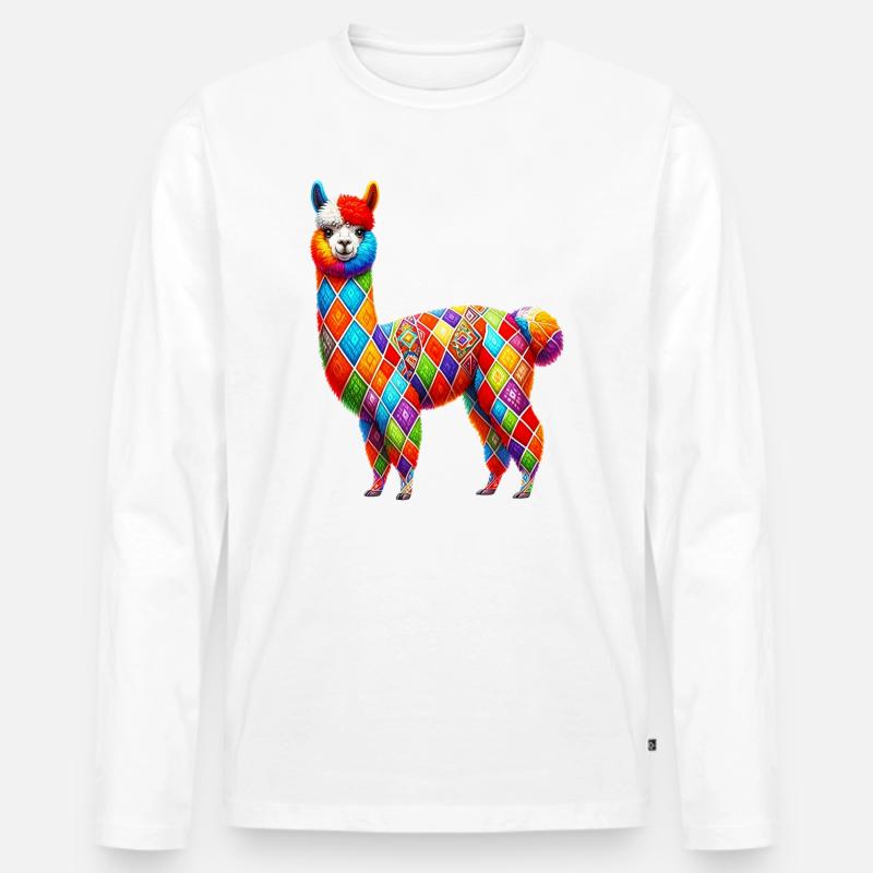 Alpaka - Männer Premium Bio Langarmshirt - Weiß