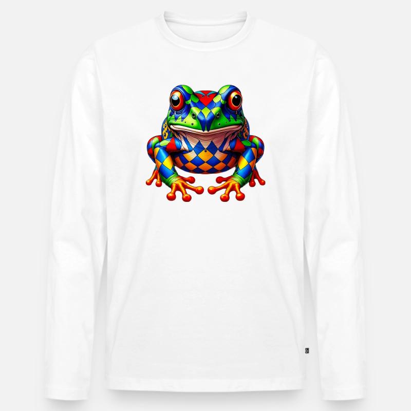 Frosch - Männer Premium Bio Langarmshirt - Weiß