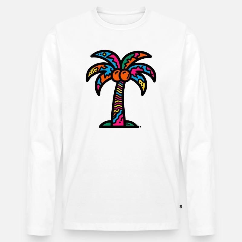 Palme - Männer Premium Bio Langarmshirt - Weiß
