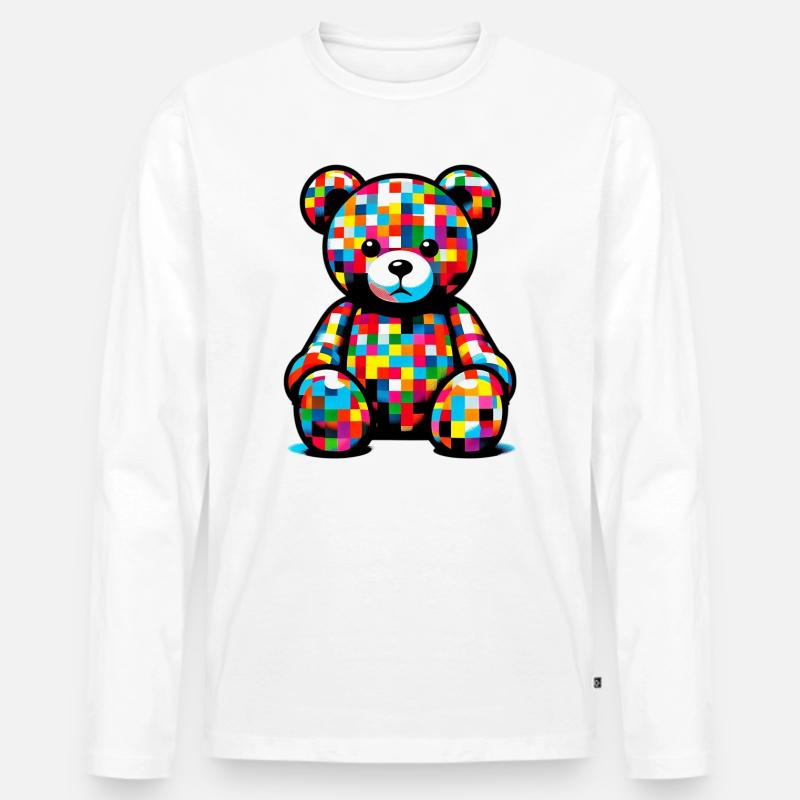 Teddybär - Männer Premium Bio Langarmshirt - Weiß