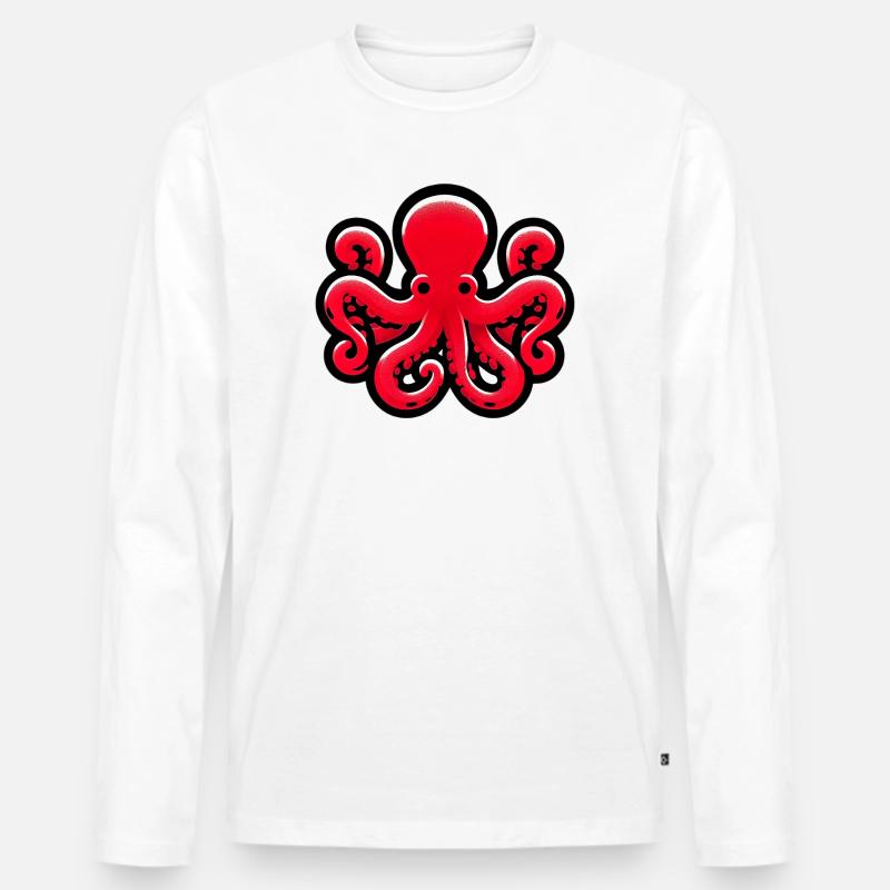Krake - Männer Premium Bio Langarmshirt - Weiß
