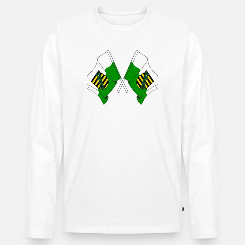 Zwei Flaggen Sachsen - Männer Premium Bio Langarmshirt - Weiß
