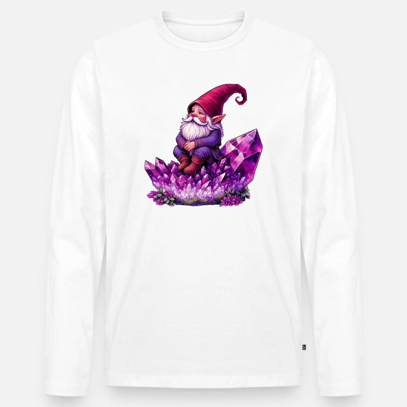 Gnom - Männer Premium Bio Langarmshirt - Weiß