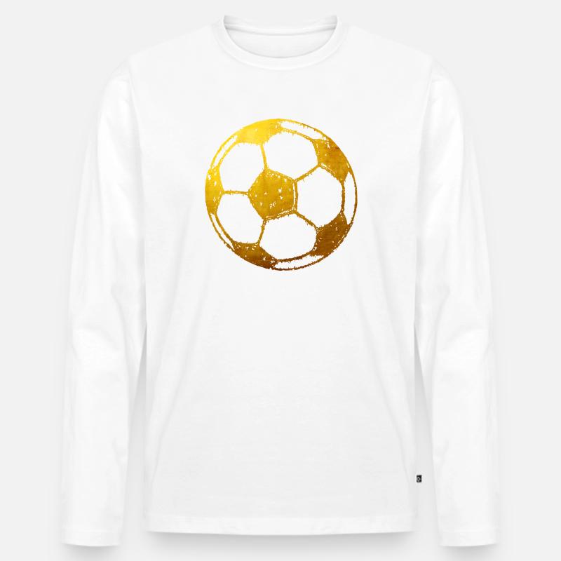 Fußball - Goldfarben - Männer Premium Bio Langarmshirt - Weiß