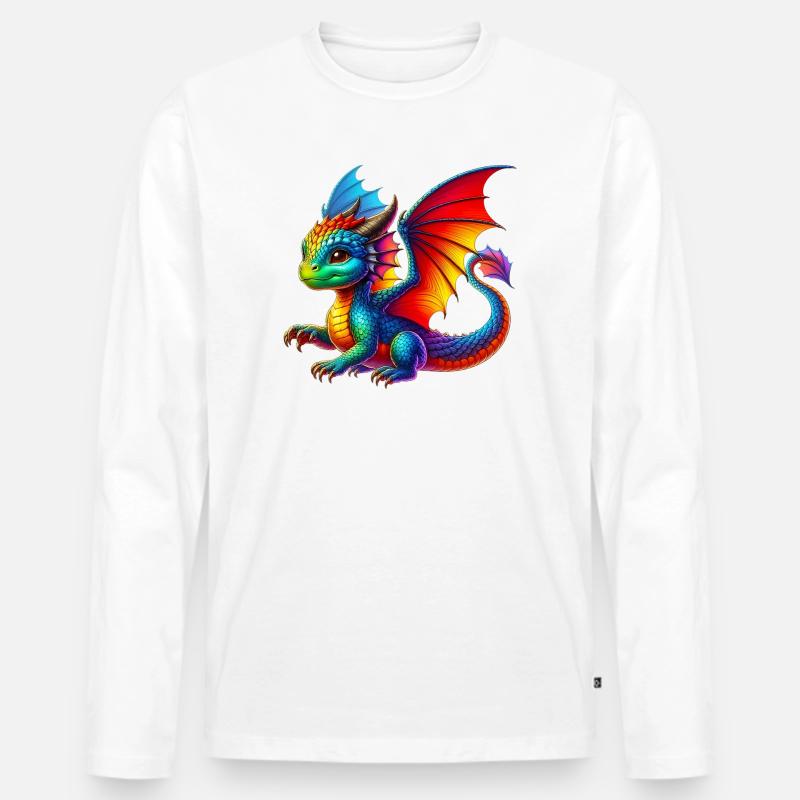 Drache - Männer Premium Bio Langarmshirt - Weiß