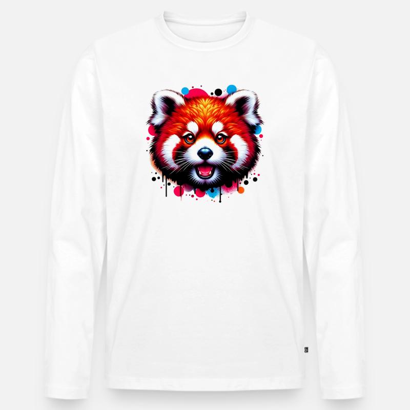 Kleiner Panda - Männer Premium Bio Langarmshirt - Weiß