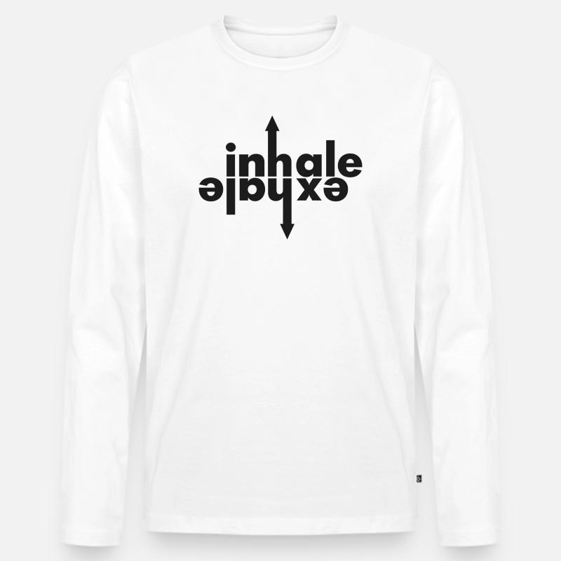 INHALE - EXHALE - Männer Premium Bio Langarmshirt - Weiß