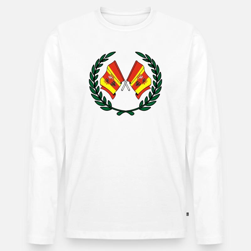 Flaggen Lorbeerkranz - Männer Premium Bio Langarmshirt - Weiß