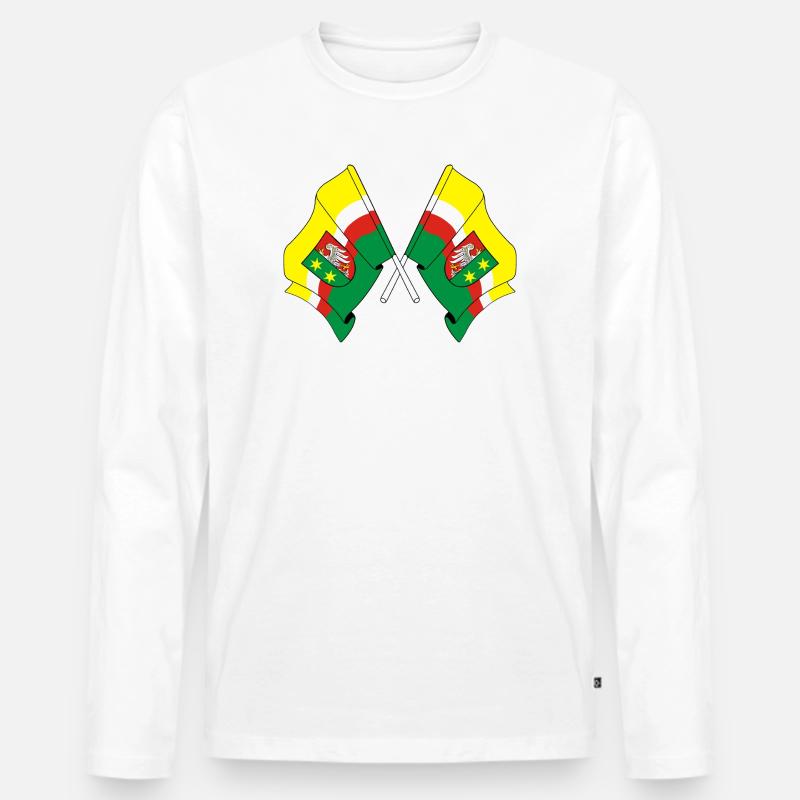 Zwei Flaggen Lubusz - Männer Premium Bio Langarmshirt - Weiß
