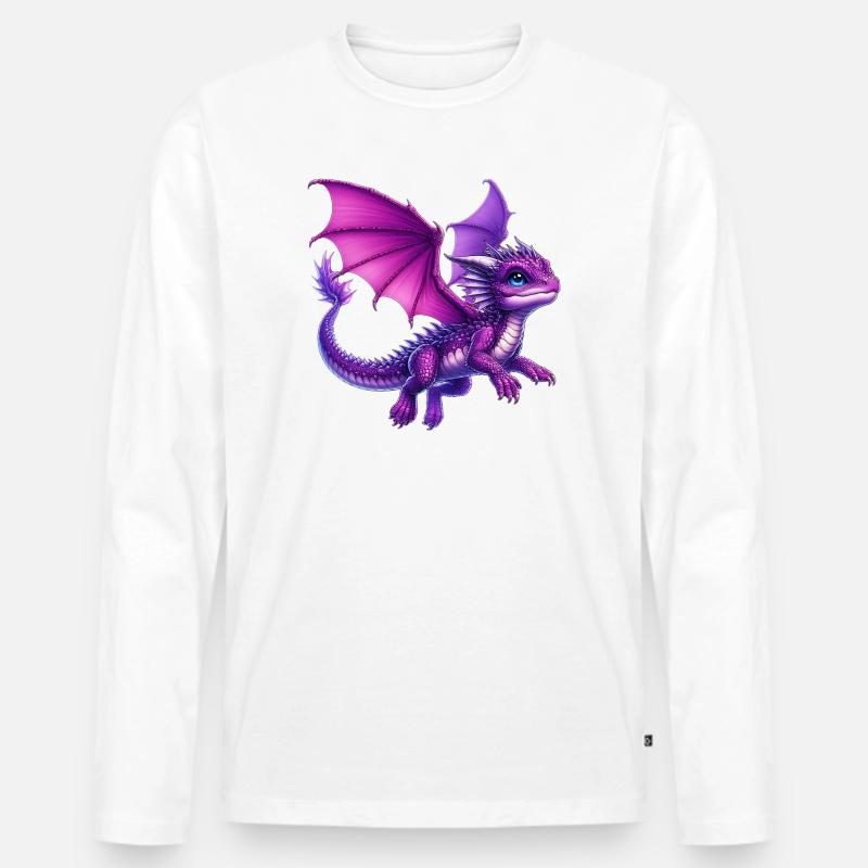 Drache - Männer Premium Bio Langarmshirt - Weiß
