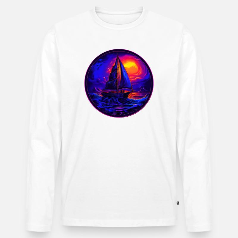Neonsegler am Abendrot - Männer Premium Bio Langarmshirt - Weiß
