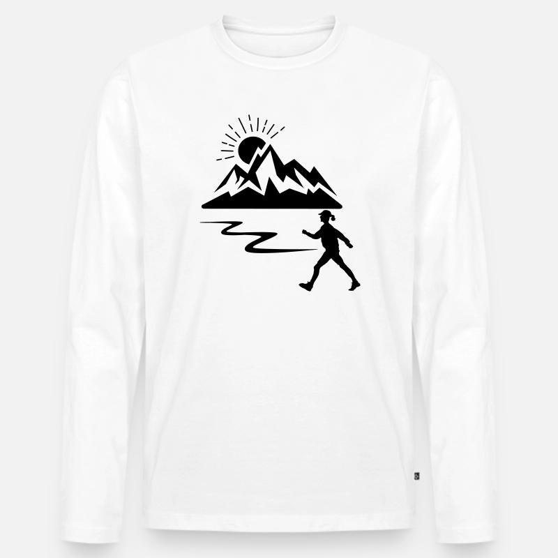 Wandererin, Frau, Berge - Männer Premium Bio Langarmshirt - Weiß