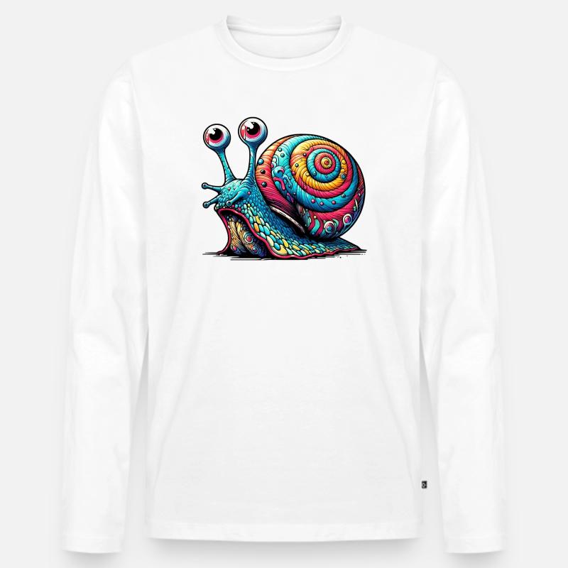 Schnecke - Männer Premium Bio Langarmshirt - Weiß