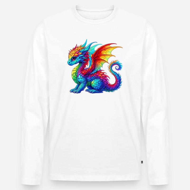 Drache - Männer Premium Bio Langarmshirt - Weiß