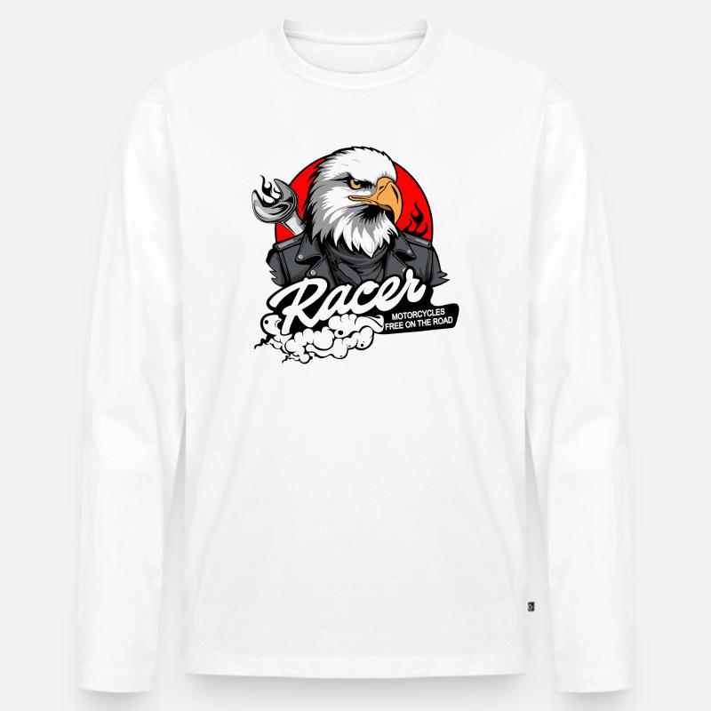 BIKER EAGLE - Männer Premium Bio Langarmshirt - Weiß