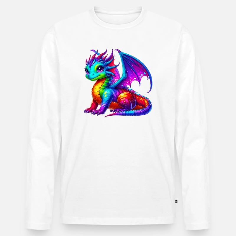 Drache - Männer Premium Bio Langarmshirt - Weiß