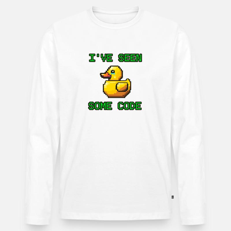 Pixel Duck J’ai vu du code - T-shirt manches longues Premium bio Homme - blanc