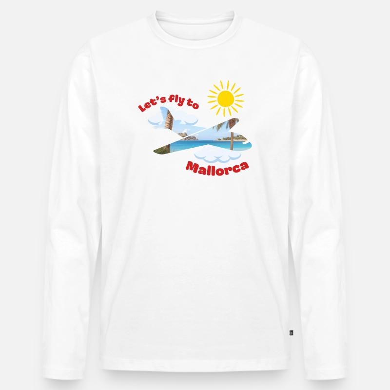 Let's fly to Mallorca - Männer Premium Bio Langarmshirt - Weiß