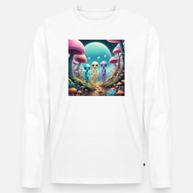 Aliens - Männer Premium Bio Langarmshirt - Weiß