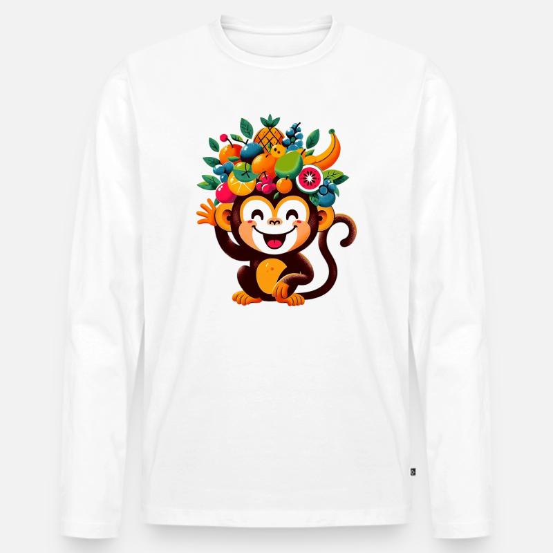 Affe - Männer Premium Bio Langarmshirt - Weiß