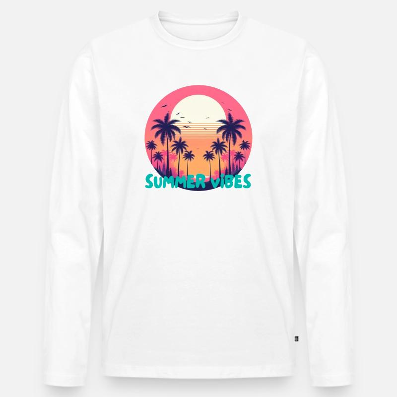 Sommer-Vibes - Männer Premium Bio Langarmshirt - Weiß