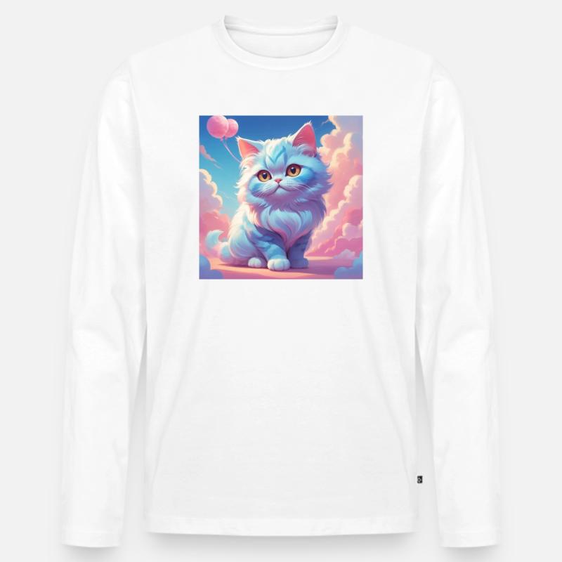 Kätzchen - Männer Premium Bio Langarmshirt - Weiß