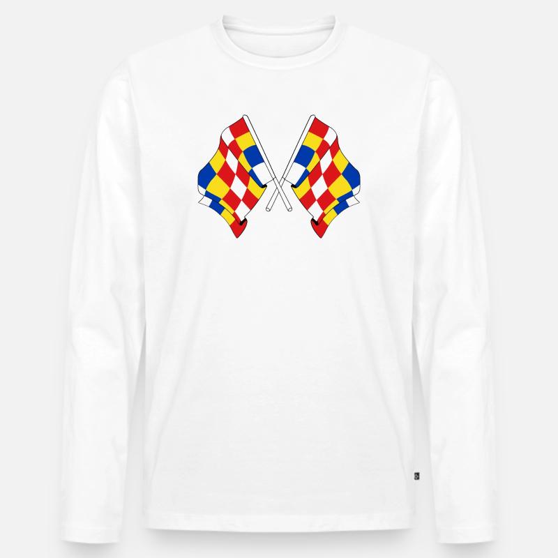 Zwei Flaggen Antwerpen Belgien - Männer Premium Bio Langarmshirt - Weiß