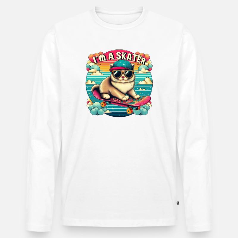 Ich bin ein Skater - Männer Premium Bio Langarmshirt - Weiß