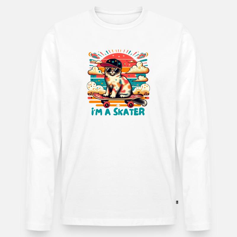 Ich bin ein Skater - Männer Premium Bio Langarmshirt - Weiß