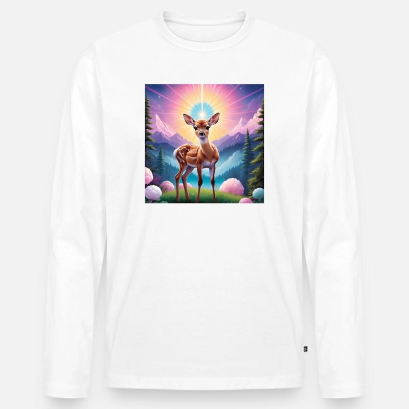 Rehkitz - Männer Premium Bio Langarmshirt - Weiß